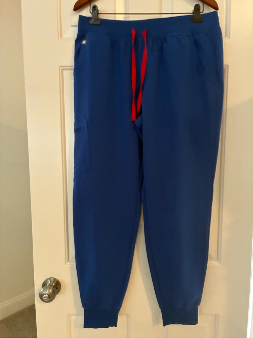 Figs Royal Blue Joggers with Red Drawstring